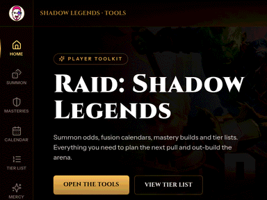 Fastidious Raid: the 'Raid: Shadow Legends' title next to the sidebar of tools